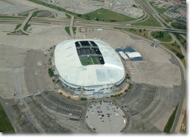 construction progress aerial photography of Texas Stadium